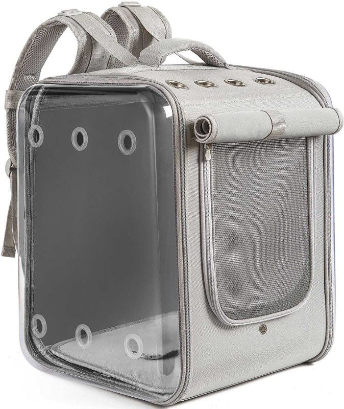 SHK Digitrade Transparent Breathable Backpack for Travel (L-13.8,B-11.8-H-15.7 inches)-Grey Grey Backpack Pet Carrier  (Suitable For Cat)