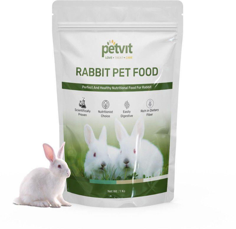 Petvit Rabbit Food with Wheat, Alfalfa Meal, Roasted Gram, Hay Grass 1 kg Dry Young, Adult, Senior Rabbit Food