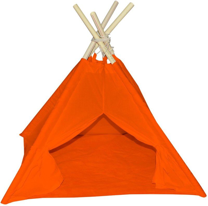 Creative Textiles Outdoor Foldable Tent House for Cat & Dog | Tent House For Pet | Orange Dog, Cat House
