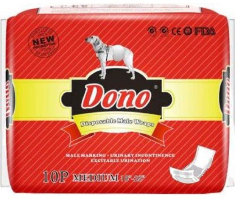 Dono Male Wraps Super Absorbent Soft Male Dog Wraps Disposable (Pack of 10 M) Disposable Dog Diapers  (Pack of 10 M)