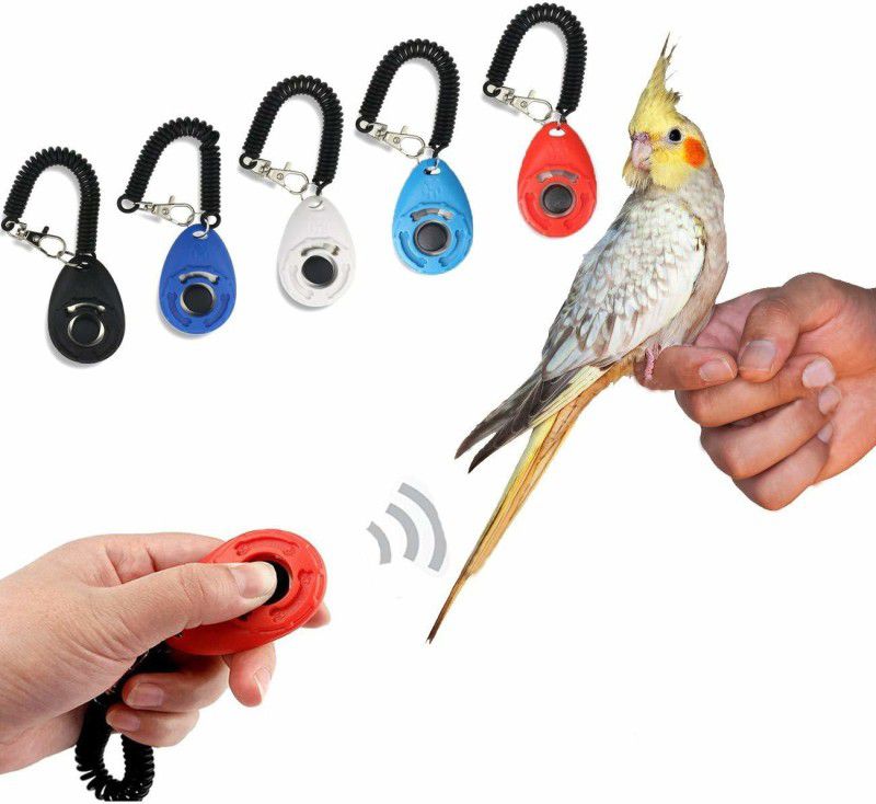 Sage Square Pet Training Clicker With Wrist Strap and Strap Hook For Bird/Parrot (Random) Plastic Training Aid For Bird