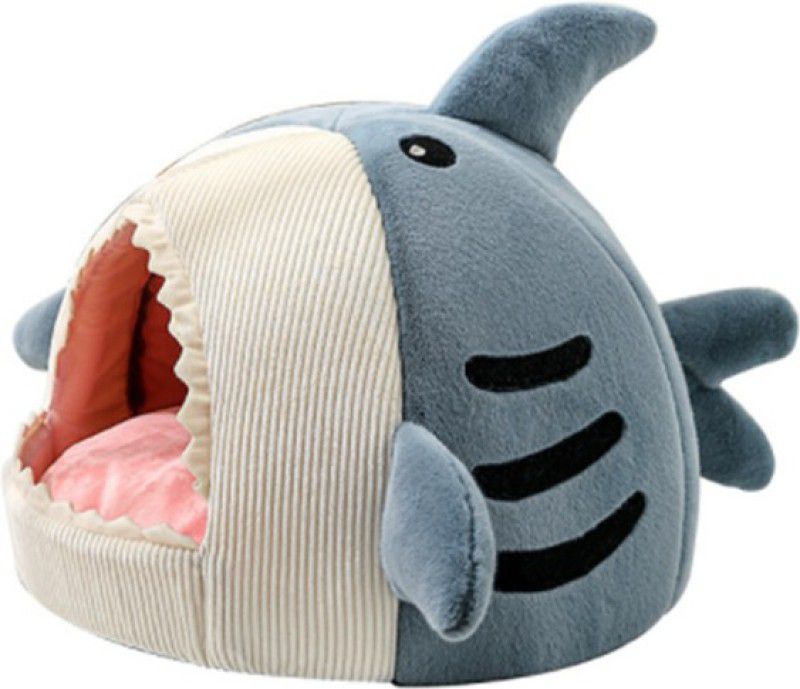 Pet Gains PGZ Large Shark Shape L Pet Bed  (Grey and White)