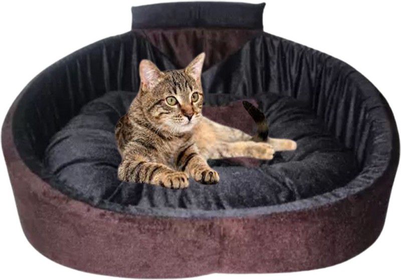 TRANDING STYLISH Mountain Coller Sofa With Haddi For Dog And Cat XL Pet Bed  (Brown Black)