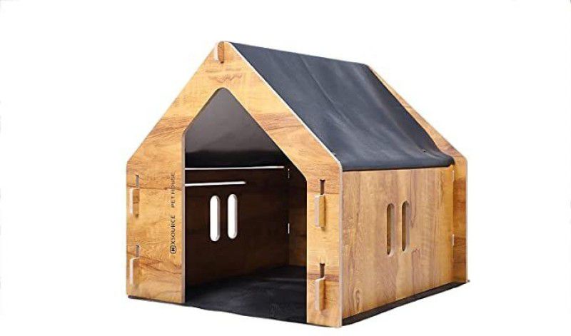 XSOURCE Wooden Cat House with Foldable Mat and Roof Cat House