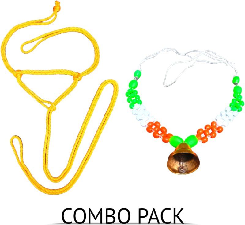 MsKESHAV COMBO PACK OF COWMOHRI AND COW MALA FROM STRONG POLYSTER FOR COW AND BUFFALO 300 cm Cow Chain Leash  (Gold, Orange, White, Green)