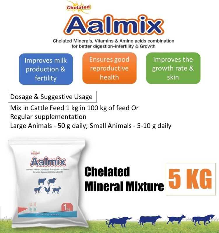 Aalmix Chelated Mineral Mixture for Cow, Buffalo, Sheep, Goat, Horse, Poultry (Powder) Pet Health Supplements  (5 kg)