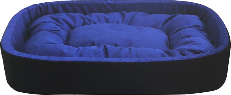 Poofy's Pet Island Oval Shape Blue Black Dual Color Fleece Fabric XL Pet Bed  (Multi)