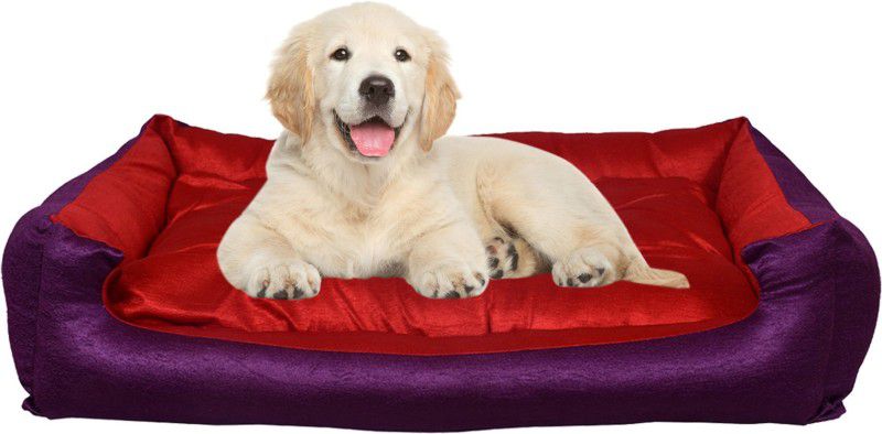 Slatters Be Royal Store PremiumQuality Reversible Ultra Soft Ethnic Designer Velvet Sofa Bed for Dog,Cat L Pet Bed  (Red)