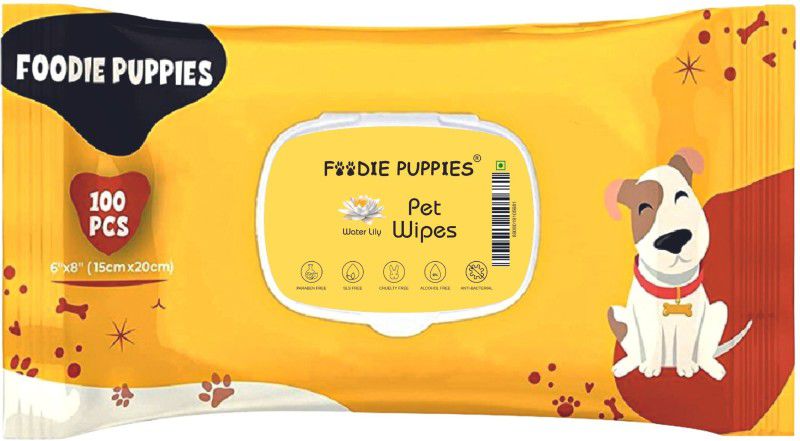 Foodie Puppies Anti-Bacterial Pet Wet Wipes for Dogs and Puppies Fresh Water Lily Scent Pet Ear Eye Wipes  (Pack of 200)