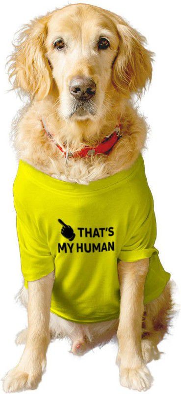RUSE T-shirt for Dog, Cat  (Summer Crew neck"THAT'S MY HUMAN" Printed Tee Gift for Dogs(Yellow)XXL)