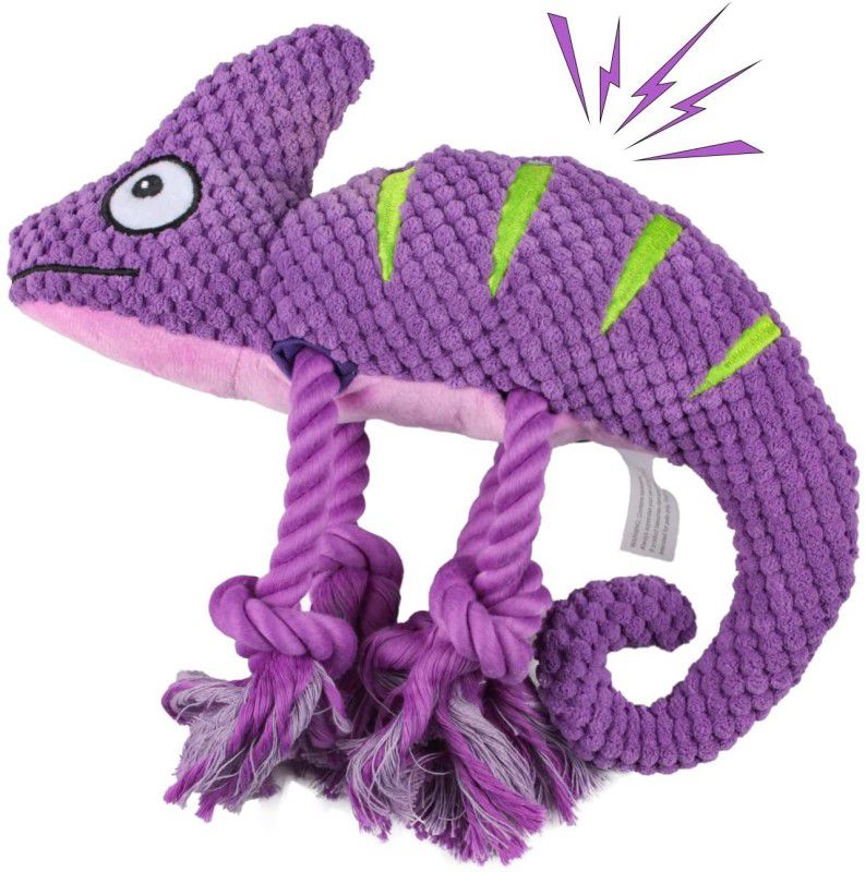 PETANGEL Style Plush Dog Squeaky Toys, Durable Rope Dog Chew Toys Cotton Squeaky Toy For Lizard