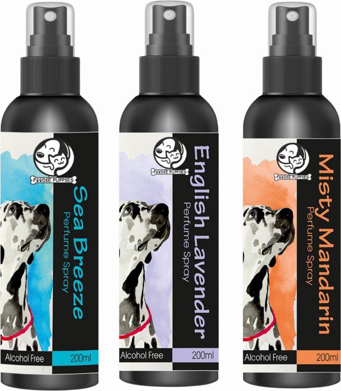 Foodie Puppies Sea Breeze + English Lavender + Misty Mandarin Body Perfume Spray for Dogs Pet Deodorizer  (200 ml, Pack of 1)