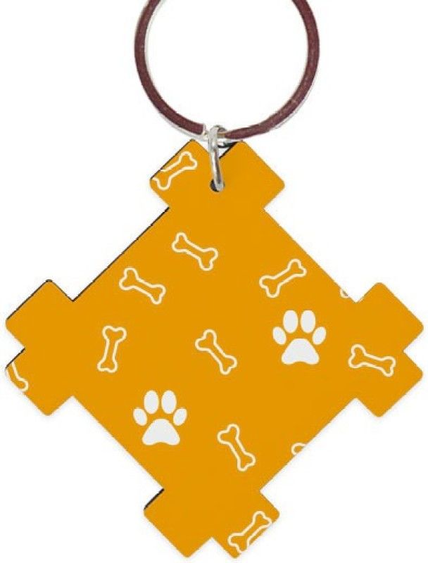 right Embellished Dog & Cat Collar Charm  (Yellow, Square)