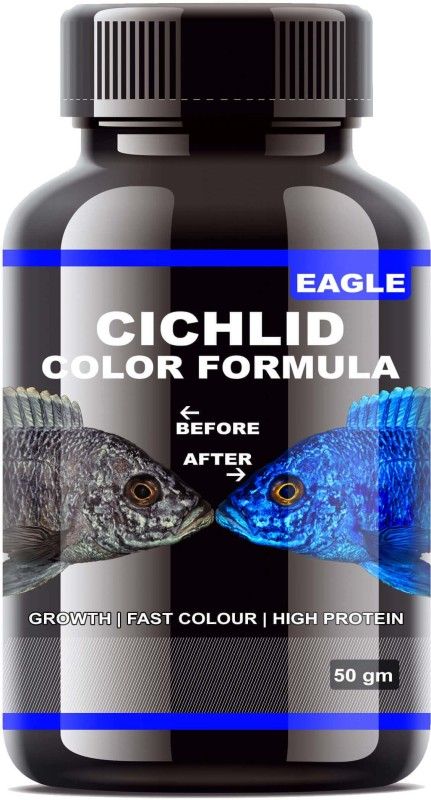 EAGLE Cichlid Colour Formula | Growth | High Protein| Fast Growth 0.05 kg Dry New Born, Adult, Young, Senior Fish Food