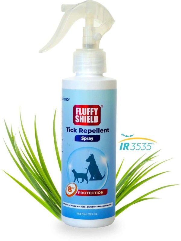 FluffyShield Tick Repellent Spray (IR 3535 20%) - 225 ml Pet Coat Cleanser  (Suitable For Cat, Dog, Horse)