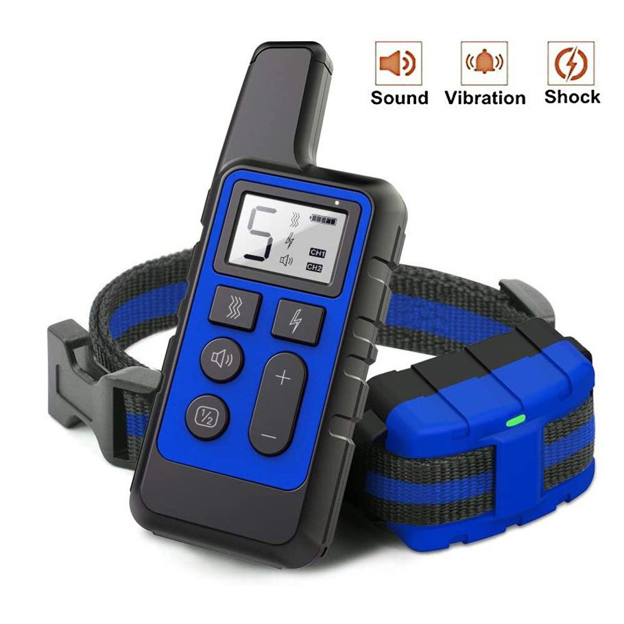 Training Collar Rechargeable  Shock Collar With Remote 3 Training Modes Up to 2600Ft Range  Anti-Barking Equipment Blue