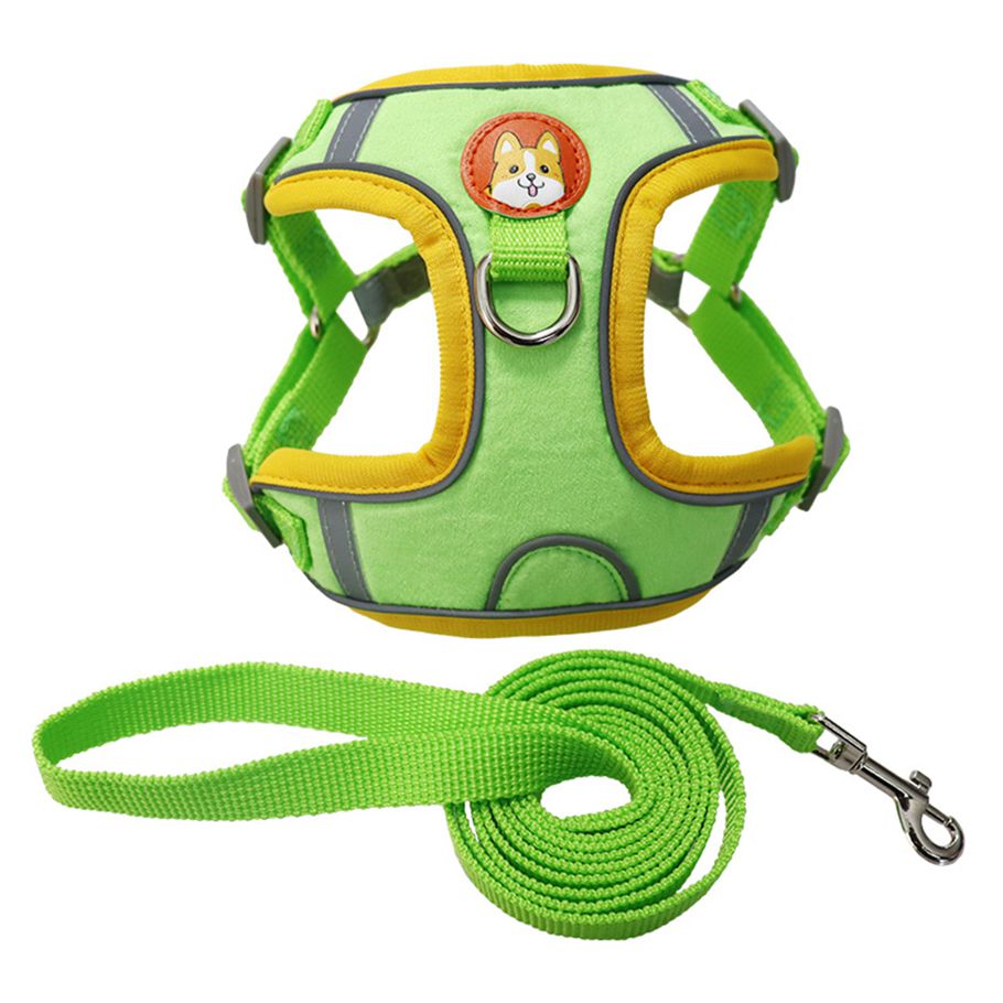 Pet Dogs Harness Cartoon Dog Pattern Dogs Chest Strap Traction Leash Kit
