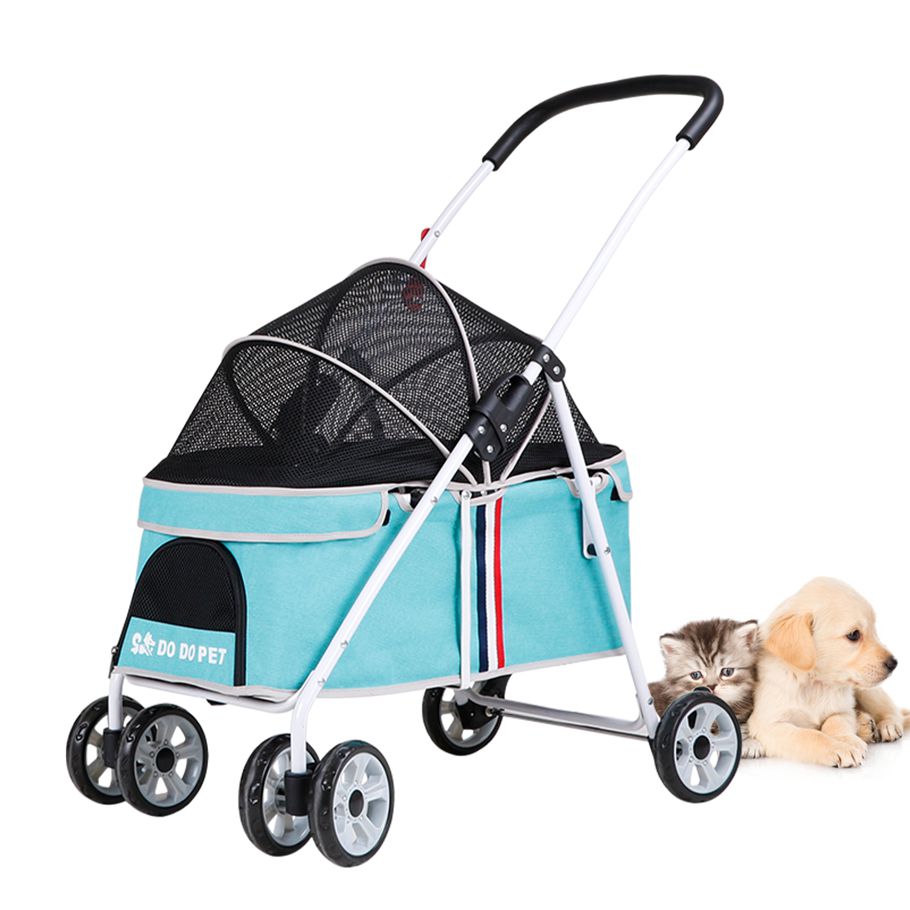Pet Stroller with Foldable Frame 360° Rotation Front Wheel Adjustable Shade Cover Safe Brake for Cat Dog Travel Carrier dog accessories