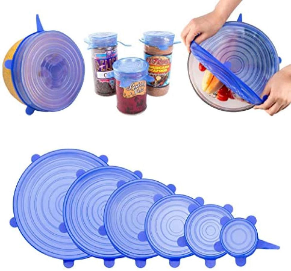 6 Pcs Kitchen Reusable Silicone Stretch Seal Lid Preservation Vacuum Food Storage Bowl Cover