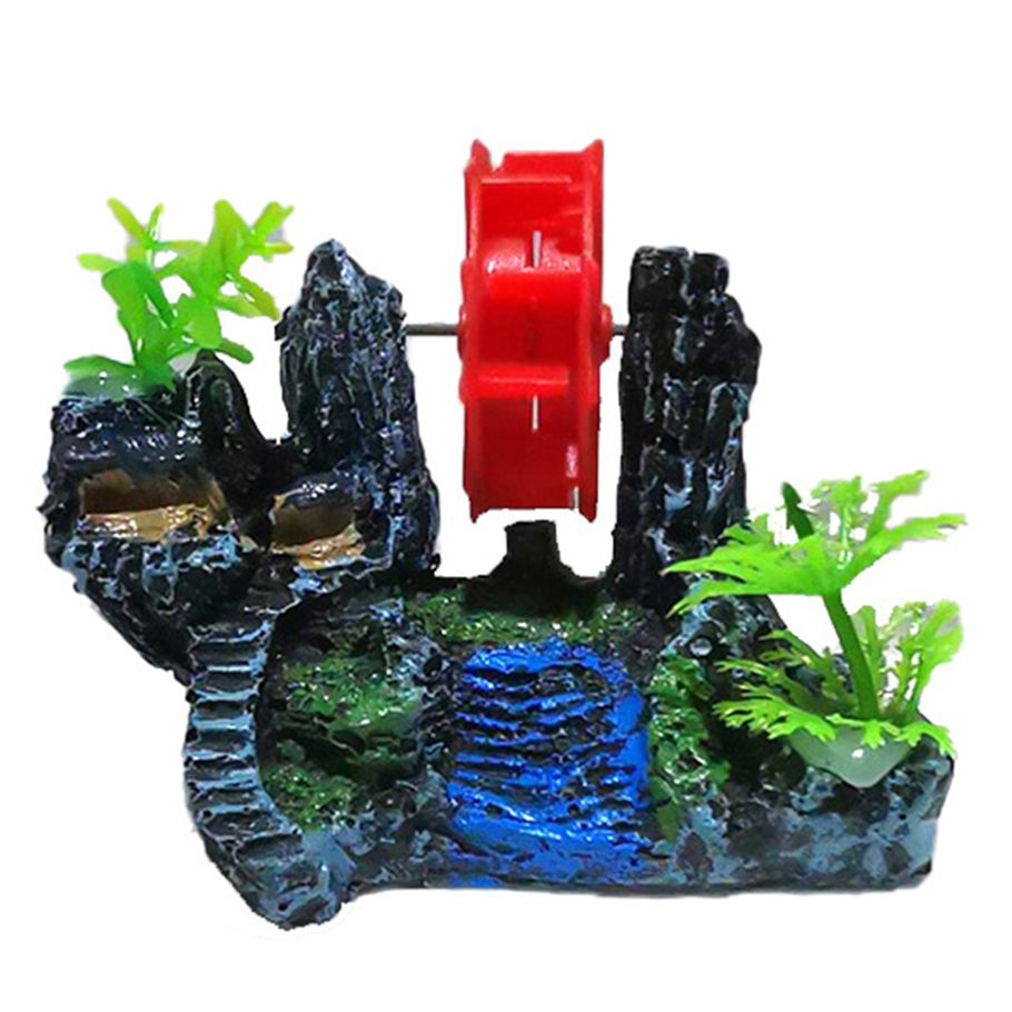Resin Artificial Waterwheel Rockery Fish Tank Aquarium Landscaping Ornament