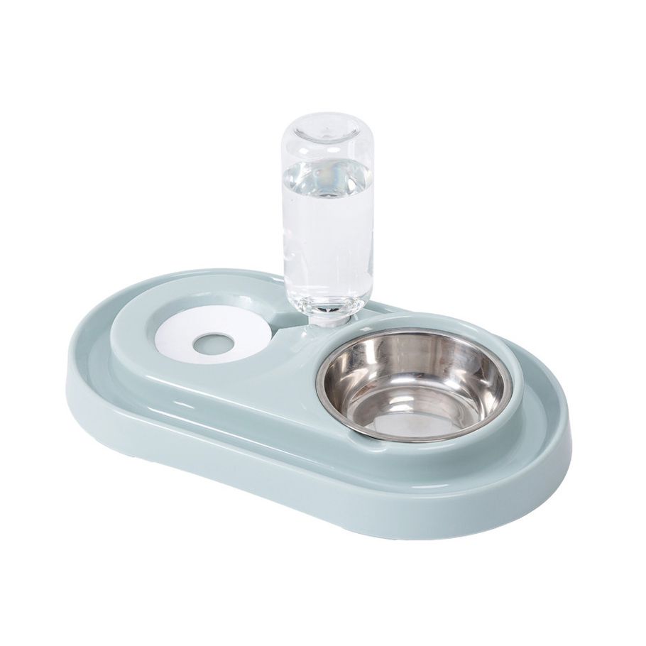 Dogs Pets Cats Water and Food Bowls with Automatic Water Dispenser Double Bowl Anti-Wet Mouth Leak-Proof