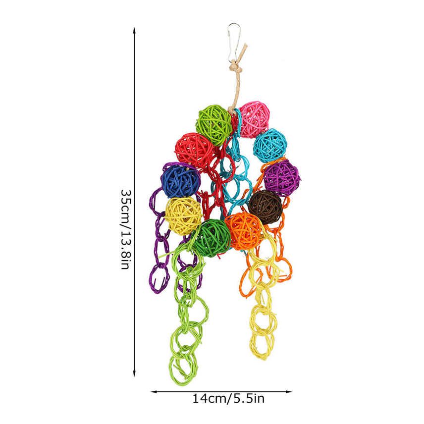 Bird Bite Toy Pet Colorful Sepaktakraw Circle String Chewing Biting for Parrot