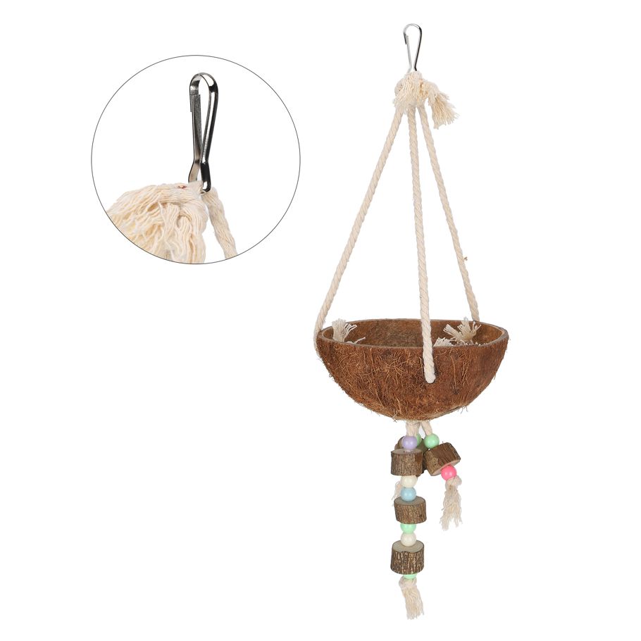 Coconut Hanging Cage Bird Swing Pet Biting Toy Supply New