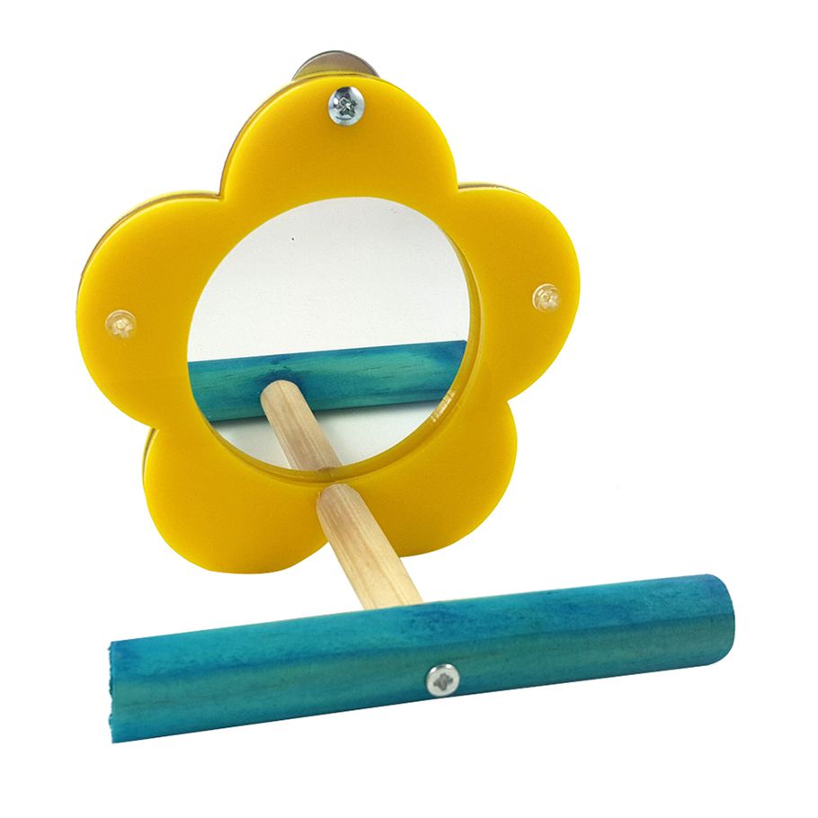 Cute Flower Heart Shape Parrot Training Mirror Toy Bird Acrylic Training Toy