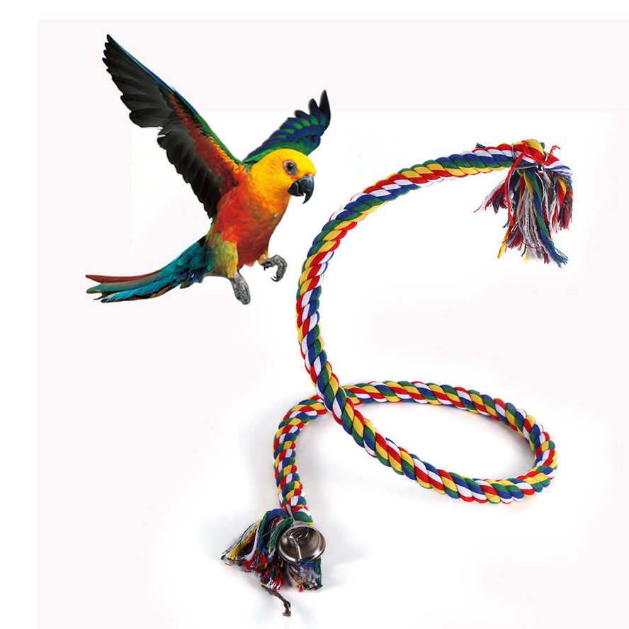 New Colorful Small Pet Bird Parrot Hanging Cotton Rope Swing Climbing Chewing