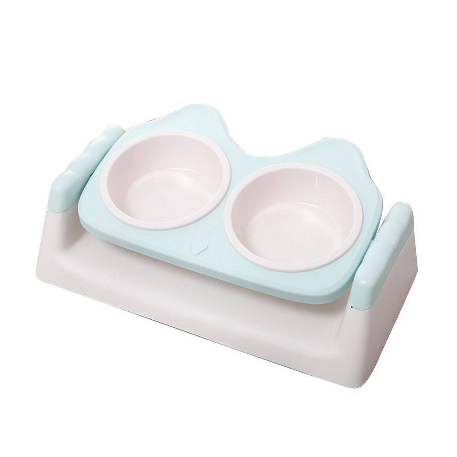 Cat Dog Double Bowls Drinking Feeding Feeder Water Dispenser Food Container