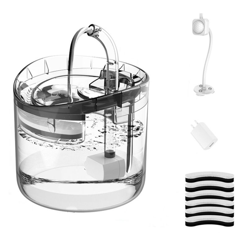 Intelligent Water Fountain with Faucet Water Dispenser Transparent Drinker Pet Drinking Filters Feeder Sensor US PLUG