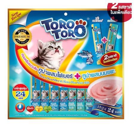 Toro Toro Lickable Treat - Tuna Plus Fiber & Tuna Plus Goat Milk 15 g. (24 pcs./Pack)