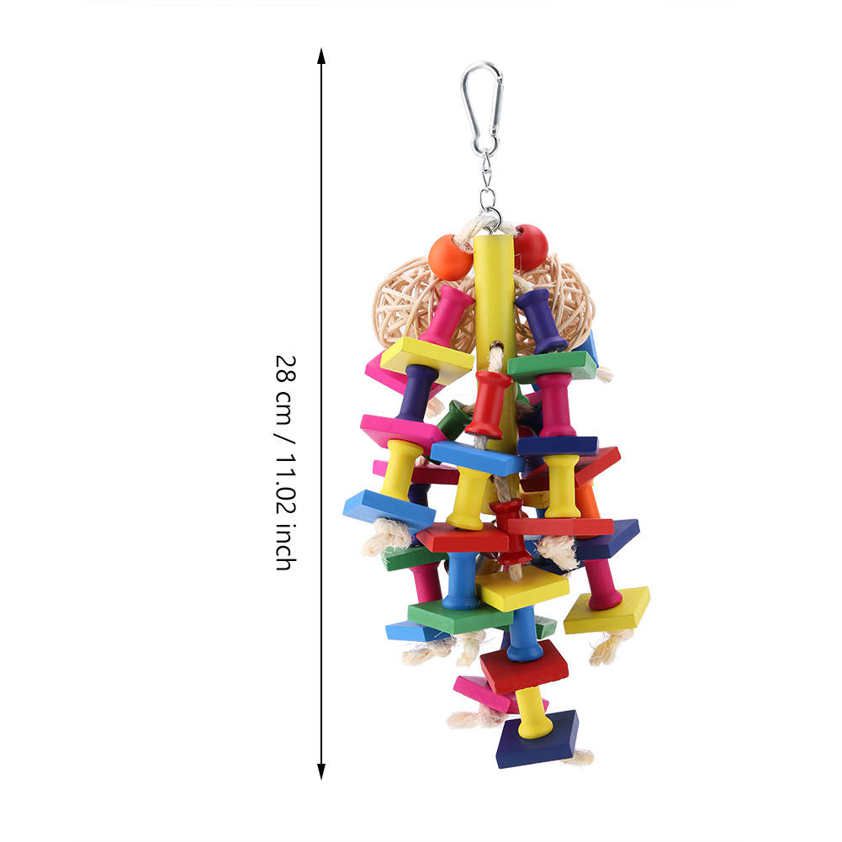Pet Bird Toy Parrot Blocks Cage Hanging Bite Chew Toys Parakeet Budgie 28cm