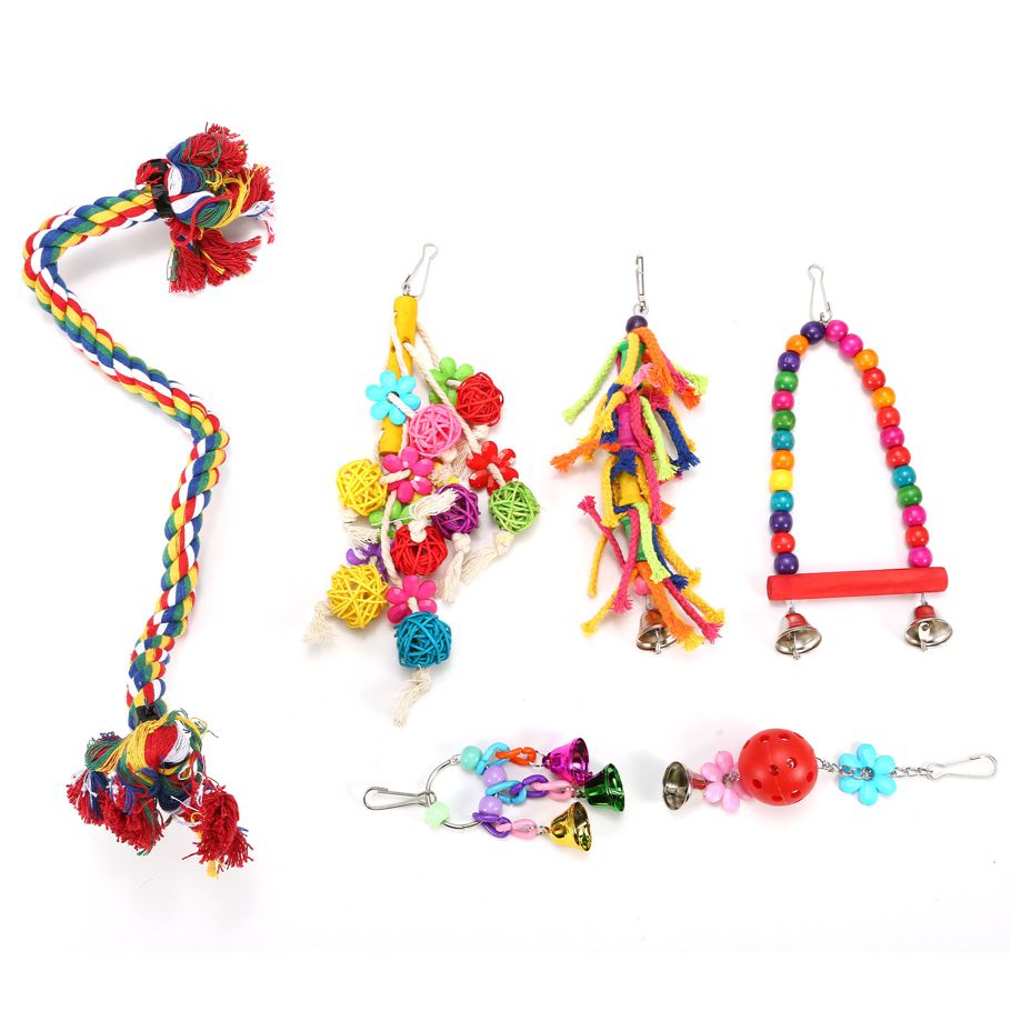 Bird Swing Toys 6pcs Swing Chewing Hanging Toys for Parrots Birds