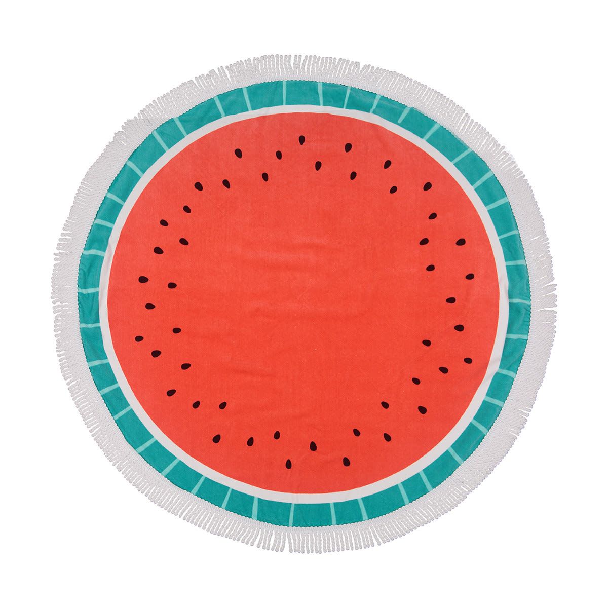 Cotton Velour Round Beach Towel - Watermelon