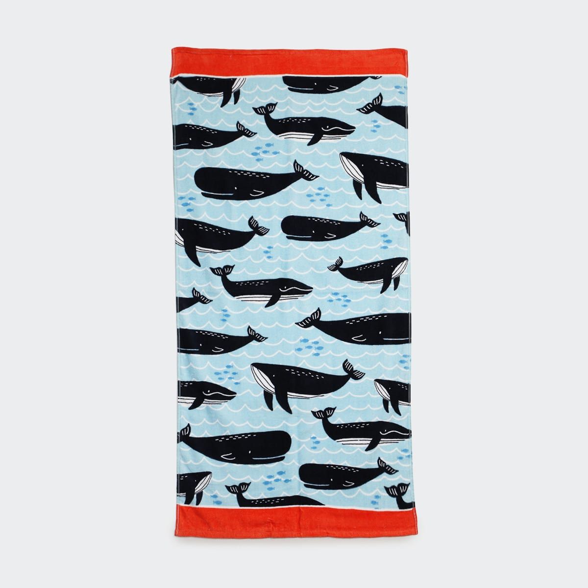 Kids Cotton Velour Beach Towel - Whales