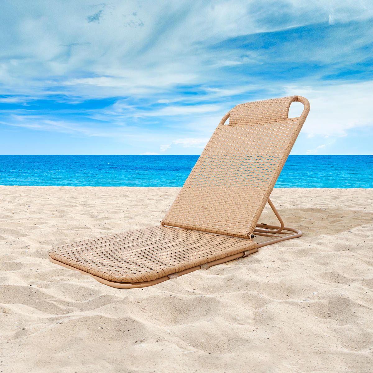 Beach Lounger Rattan Look - Brown
