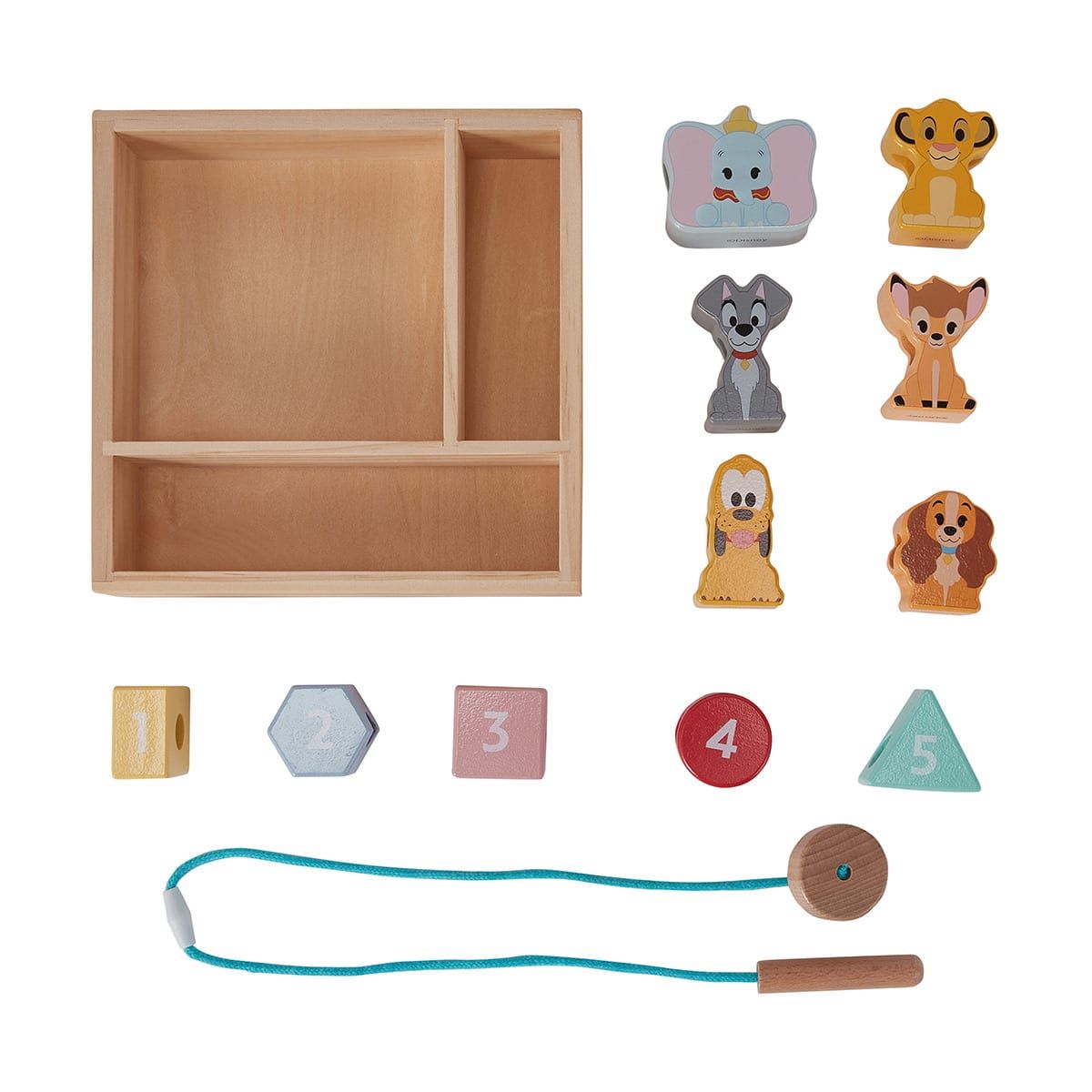 12 Piece Disney Wooden Toys Animal Threading Toy