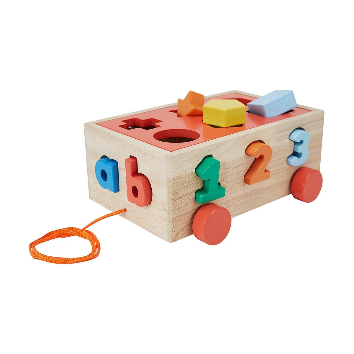 Wooden Shape Sorter Pull Along Toy