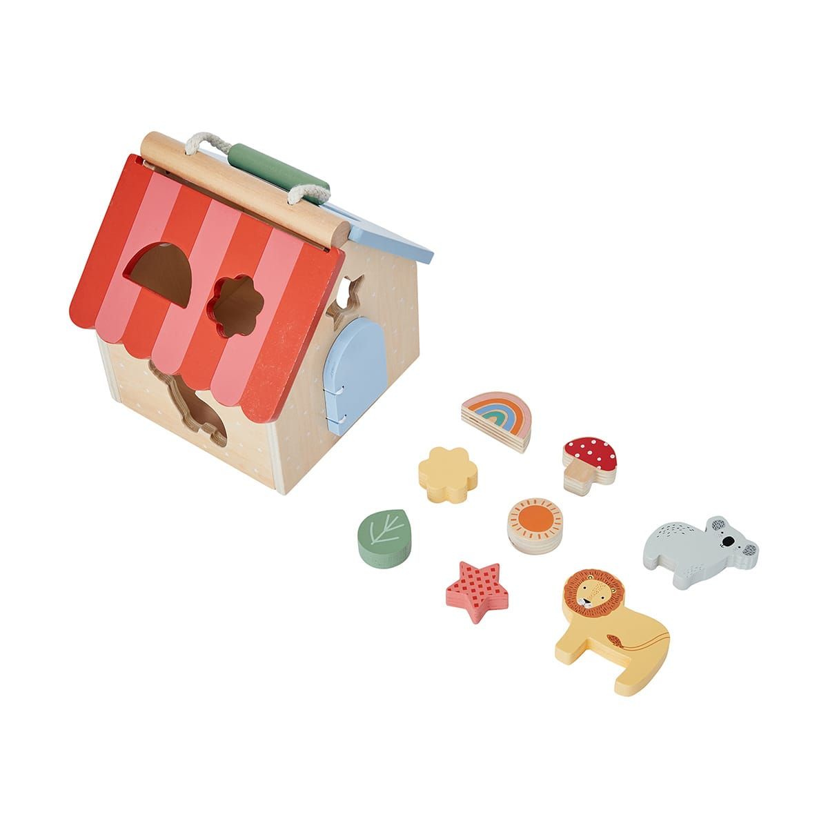9 Piece Wooden Shape Sorter House