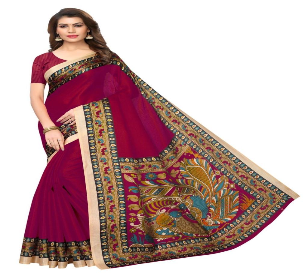 Beautiful Mayshury Silk Sharee  04  Maroon with Multi Design