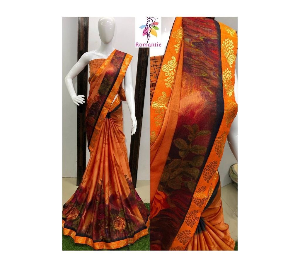 Beautiful Saree  Orange with Orange Par  AMI