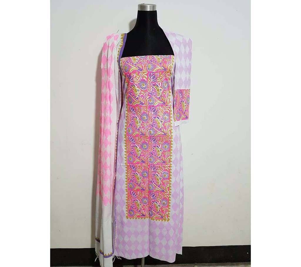 un stitched block cotton three piece 