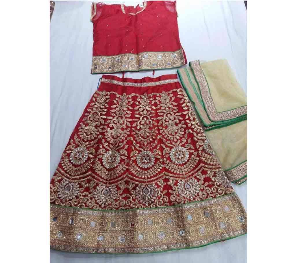 Stone and net work kids lehenga