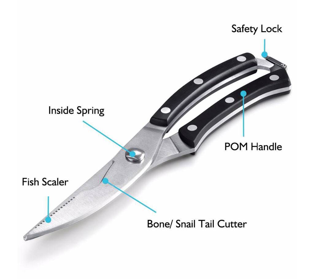 Multi Function Stainless Steel Scissor Black Handle