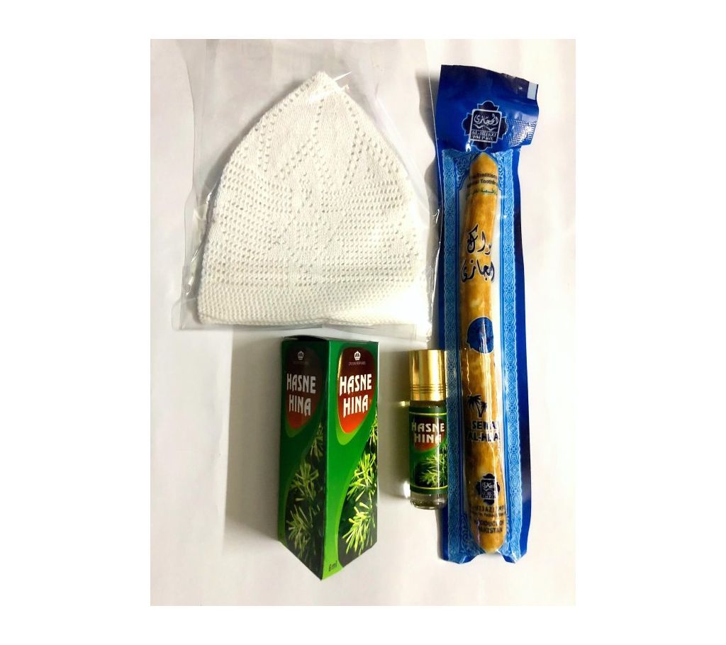 Muslim mans combo pack of 3 ( ator hasnahena , tupi, miswak )