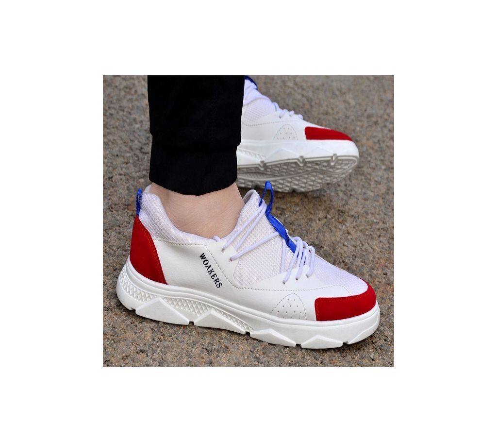 Casual Sneaker Shoes For Men-White Red