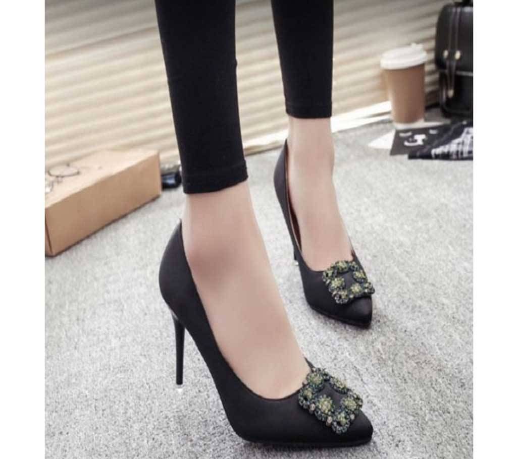BLACK LADIES HEEL SANDALS 