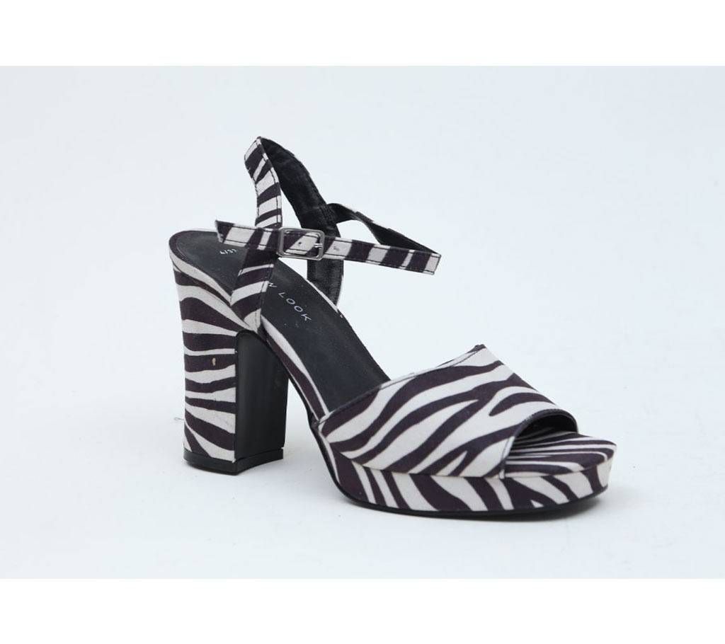 Black Zebra Print Square Toe Platform Sandals