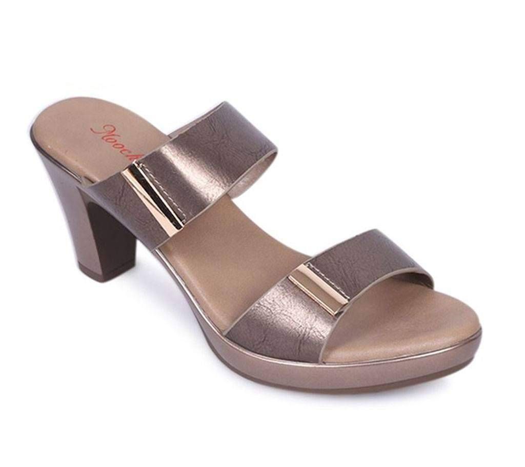Moochie Brown Ladies Smooth Leather Heel Sandal